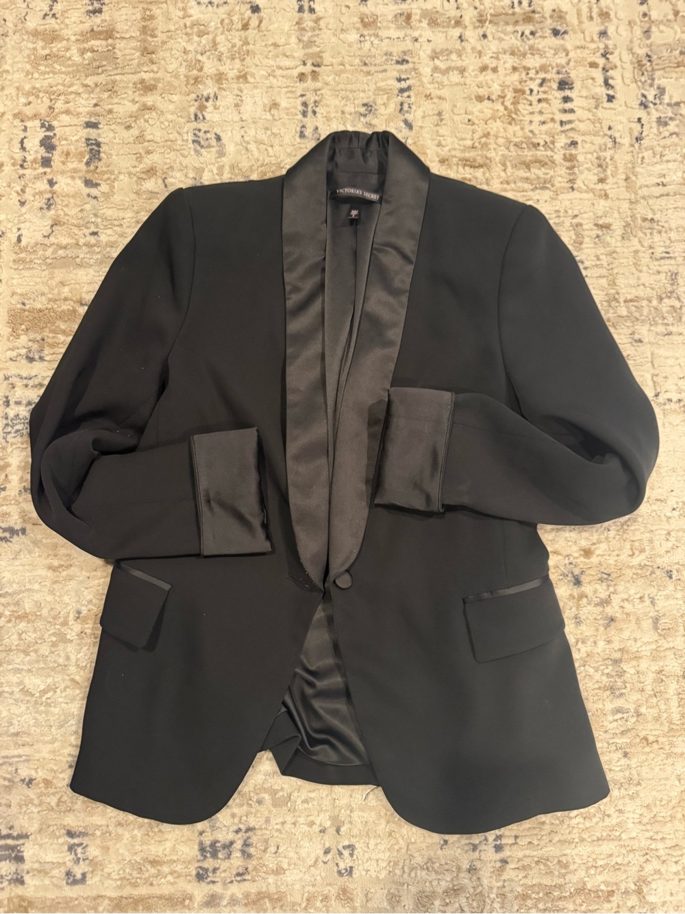Victoria's Secret Black Satin-Trim Shawl Collar Jacket